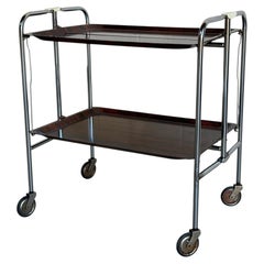 Rosewood Folding Bar Cart German Mid-Century Modern