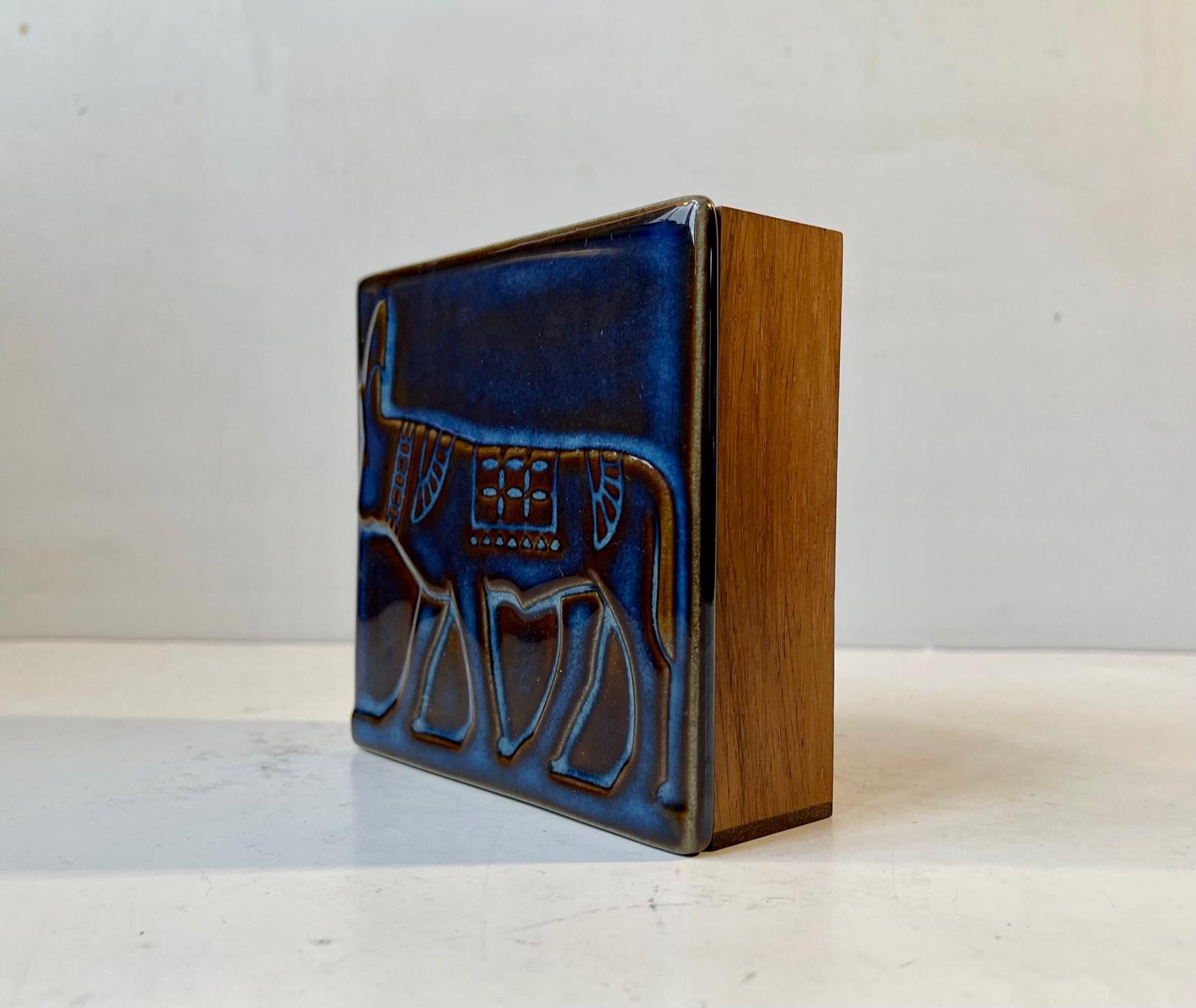 Danish Rosewood, Formica and Ceramic Cigarette Box by Einar Johansen for Torben Ørskov 