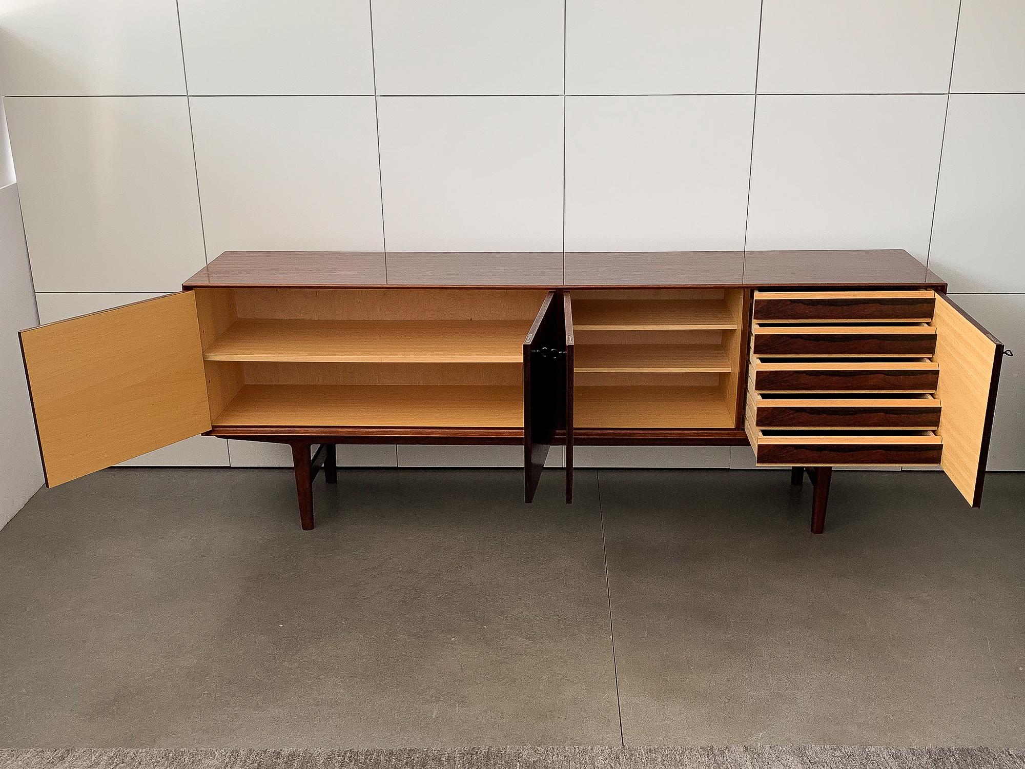 Rosewood Four Door Sideboard by Fredrik Kayser for Viken Mobelfabrik In Excellent Condition In Chicago, IL