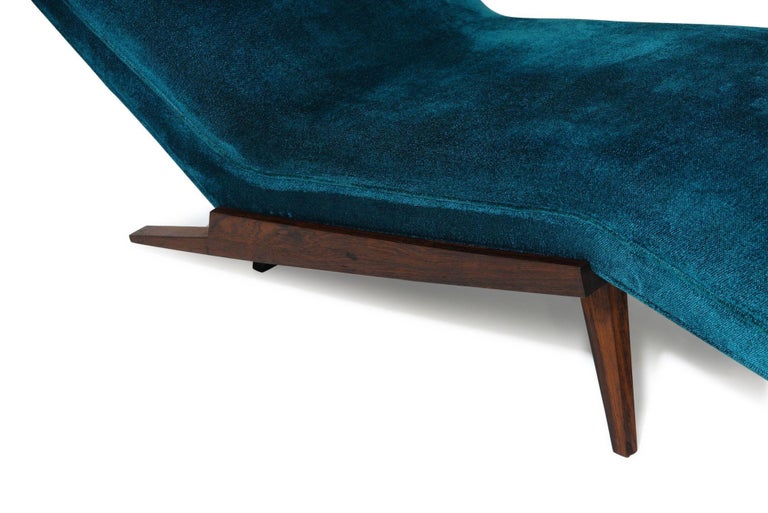 Rosewood Framed Brazilian Modern Angled Chaise Lounge For Sale at 1stDibs