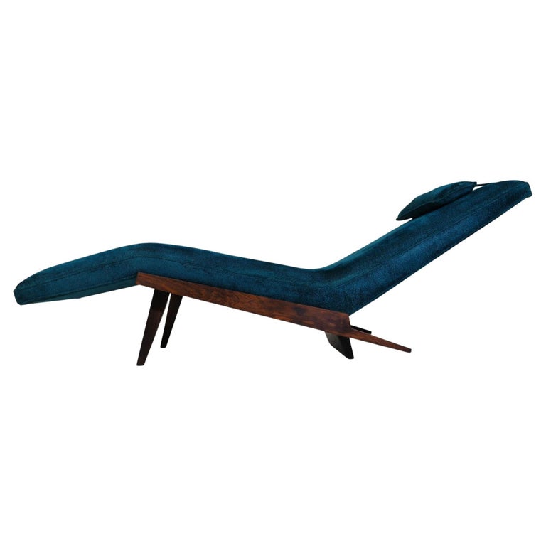 Rosewood Framed Brazilian Modern Angled Chaise Lounge For Sale at 1stDibs