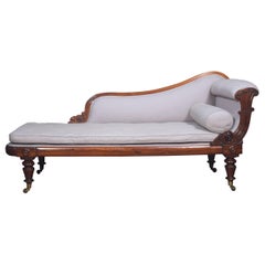 Rosewood Framed Scroll Arm Chaise Lounge Attributed to Wm Trotter