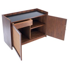 Rosewood Gallery Top Cane Doors Petit Credenza Cabinet Finished Back One Drawer