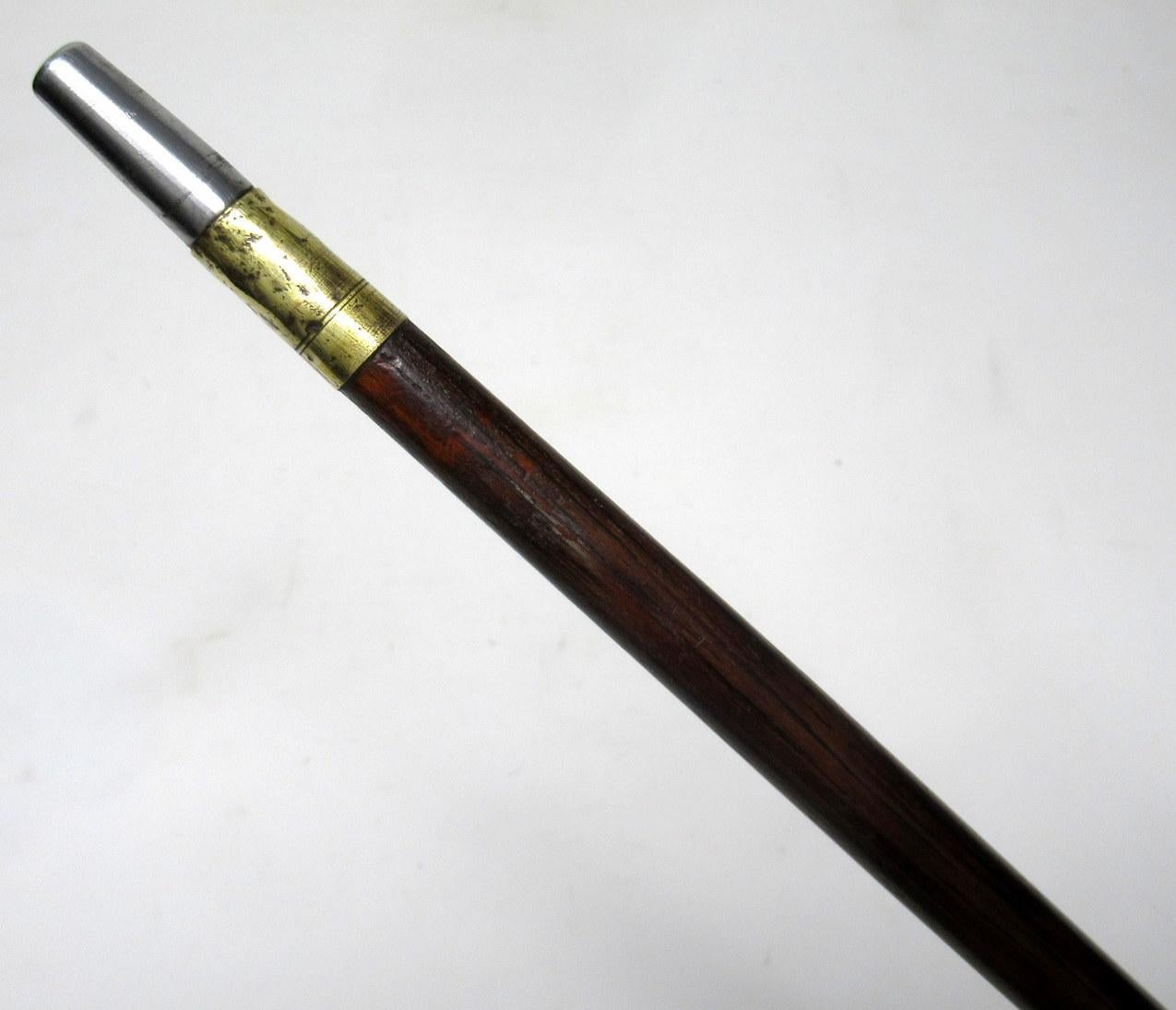 Steel Rosewood Gentlemans Sword Stick Cane French Porcelain Pommel Rare, 19th Century