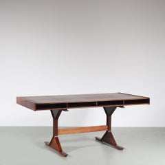 Rosewood Gianfranco Frattini Desk for Bernini, Italy 1950s