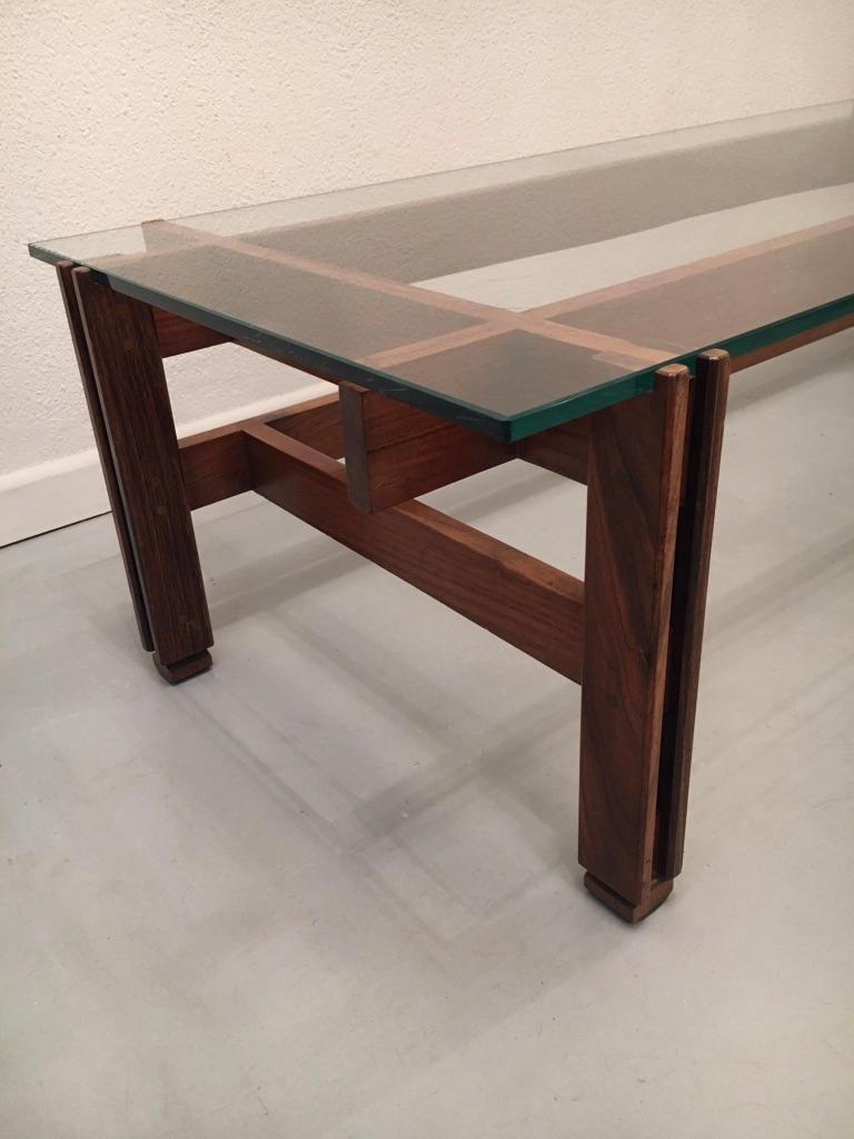 Mid-20th Century Rosewood & Glass Coffee Table by Ico Parisi for Cassina