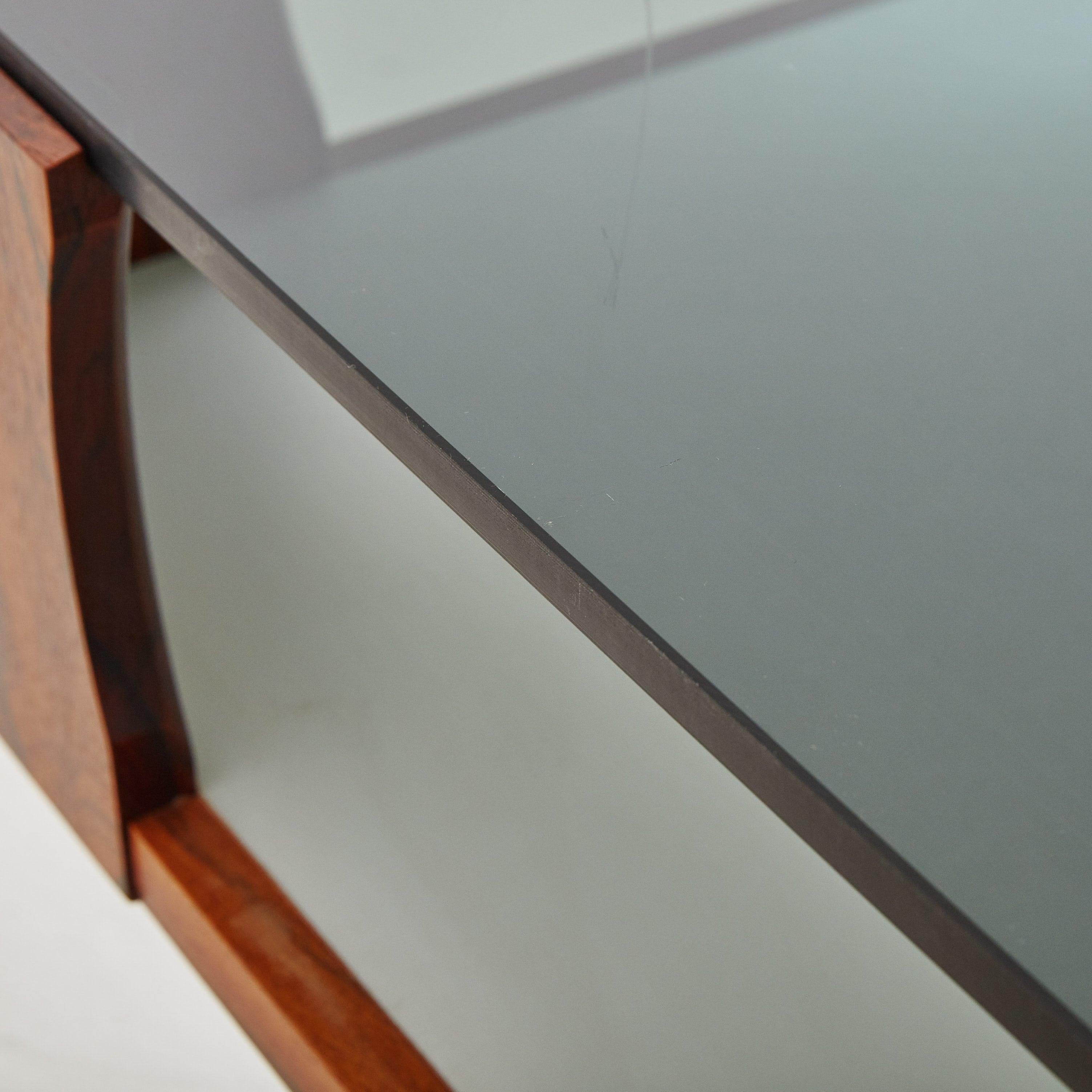 Rosewood + Glass Coffee Table by Torbjörn Afdal for Bruksbo, Norway 1970s 5