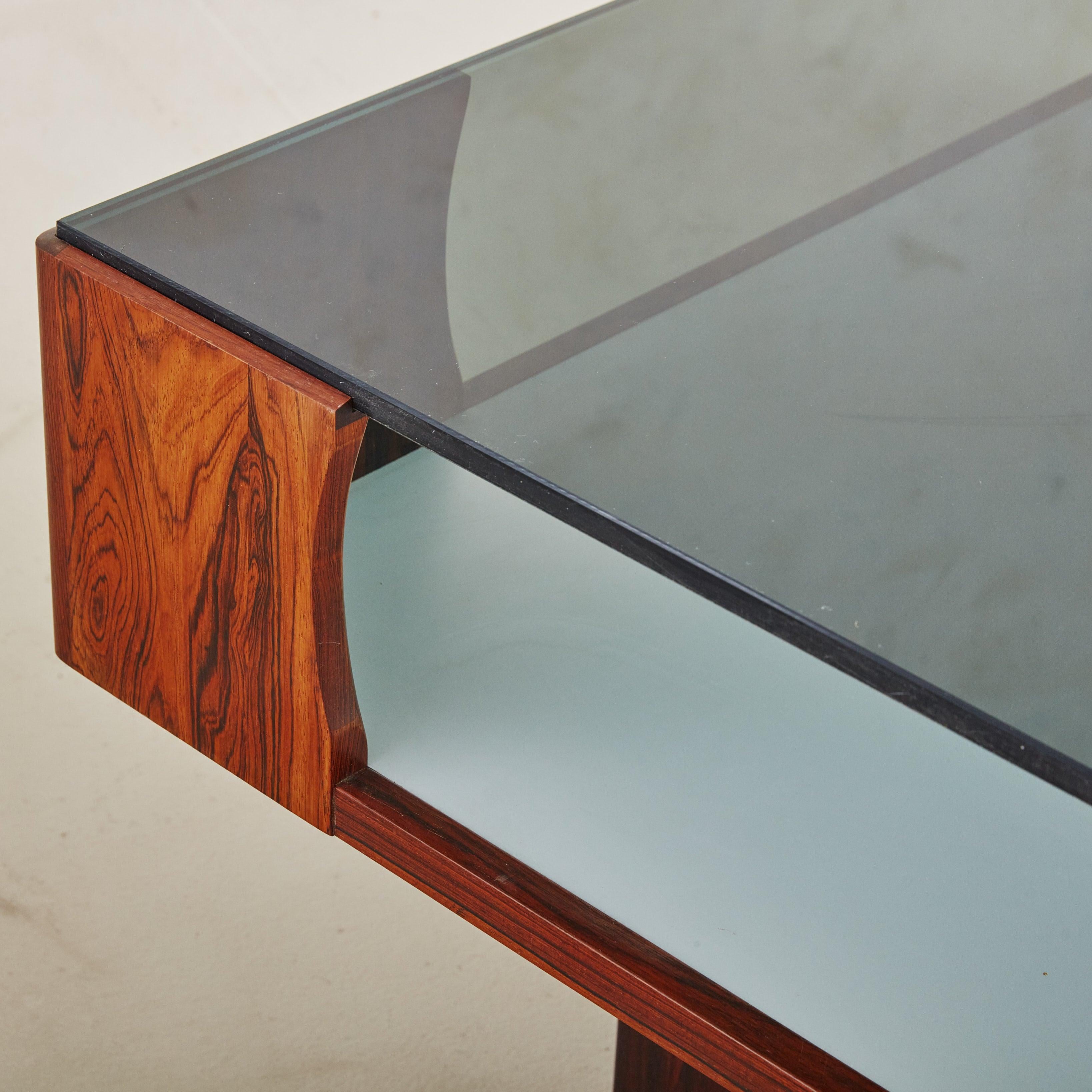 Modern Rosewood + Glass Coffee Table by Torbjörn Afdal for Bruksbo, Norway 1970s