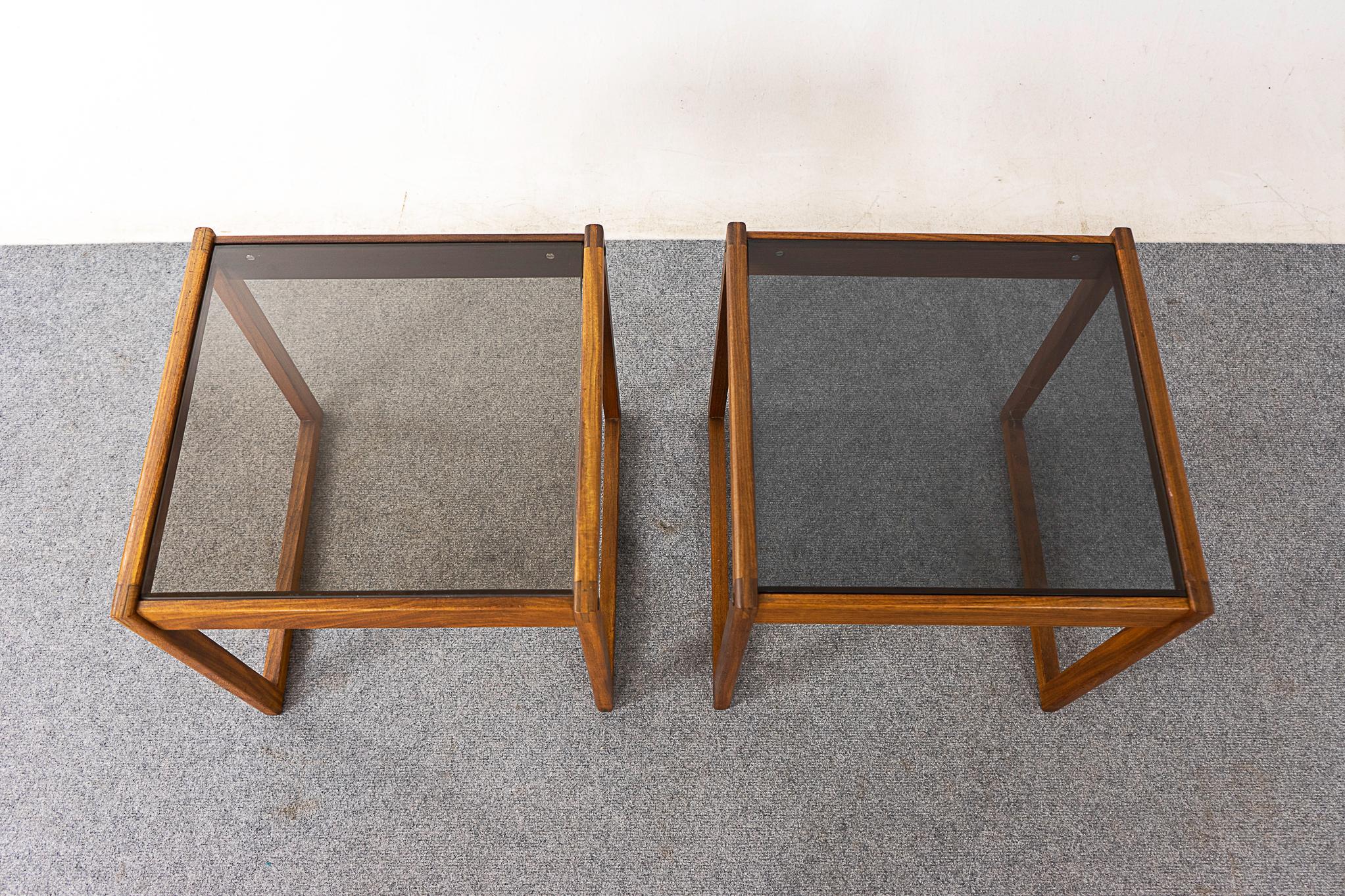 Late 20th Century Rosewood & Glass Danish Side Table Pair