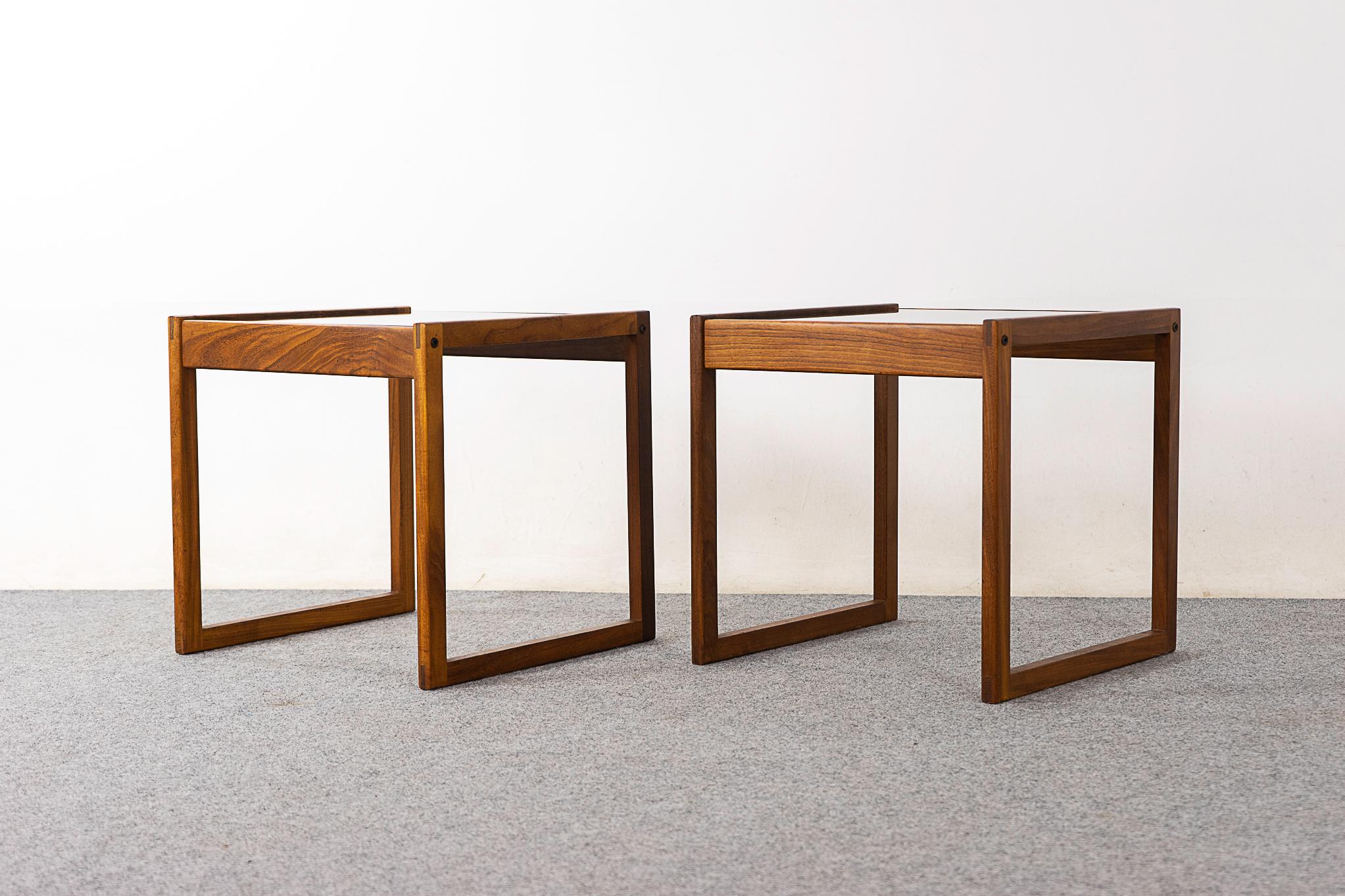 Rosewood & Glass Danish Side Table Pair 2