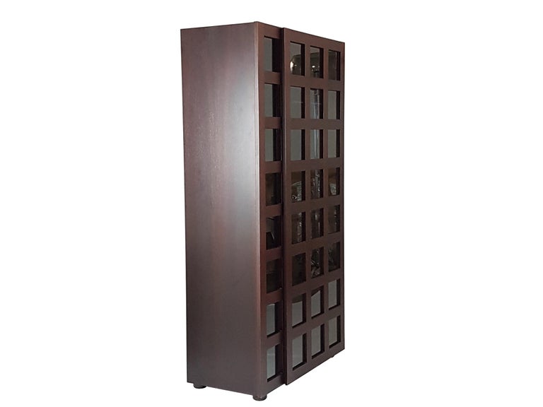 Space Age Wood & Glass Vitrine Cabinet or Bookcase LB65 by Marco Zanuso for Poggi, 68 For Sale