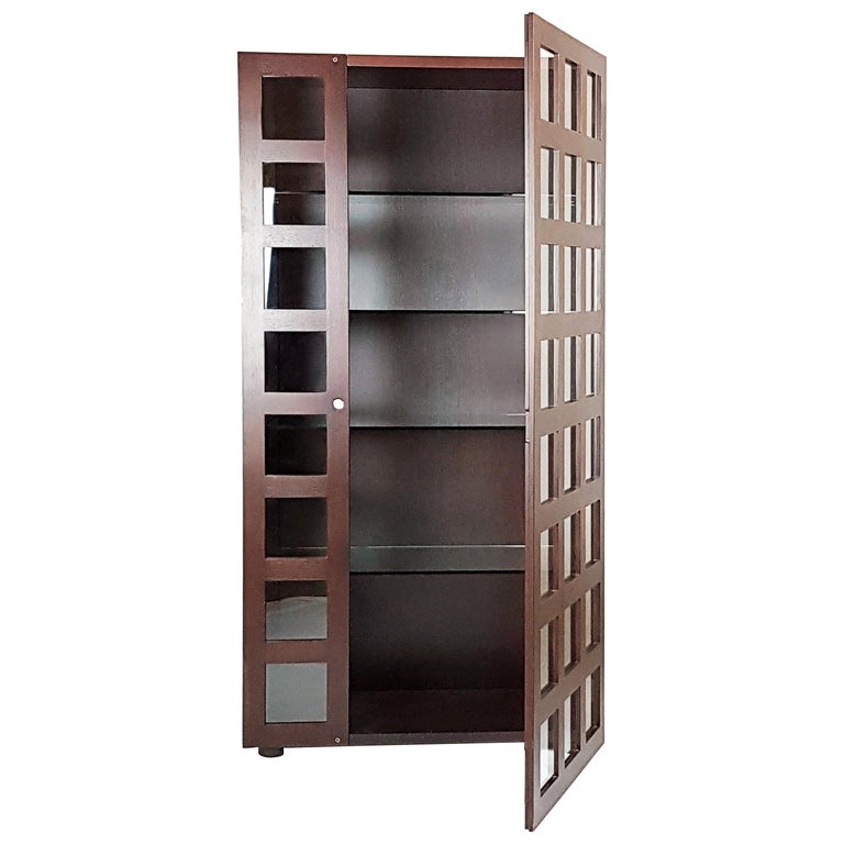 Wood & Glass Vitrine Cabinet or Bookcase LB65 by Marco Zanuso for Poggi, 68 For Sale