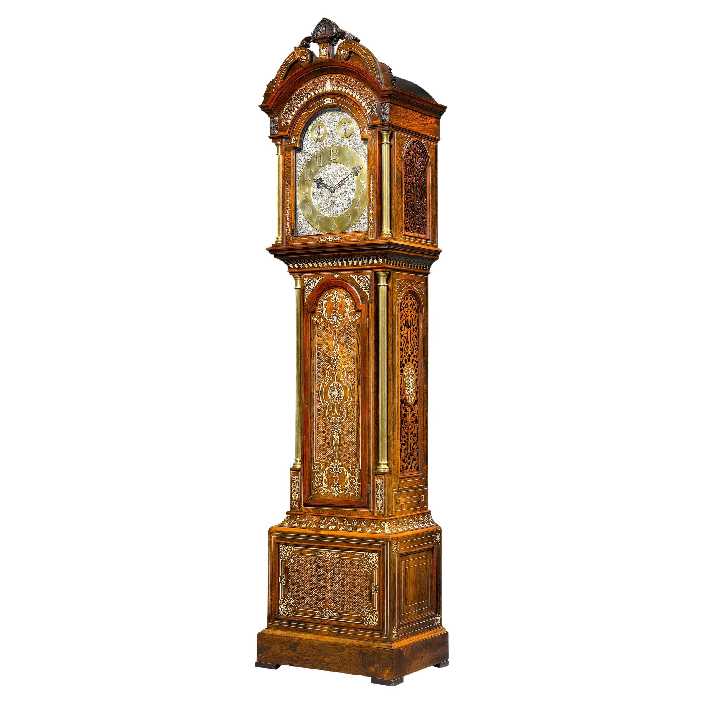 Horloge grand-père en bois de rose en vente