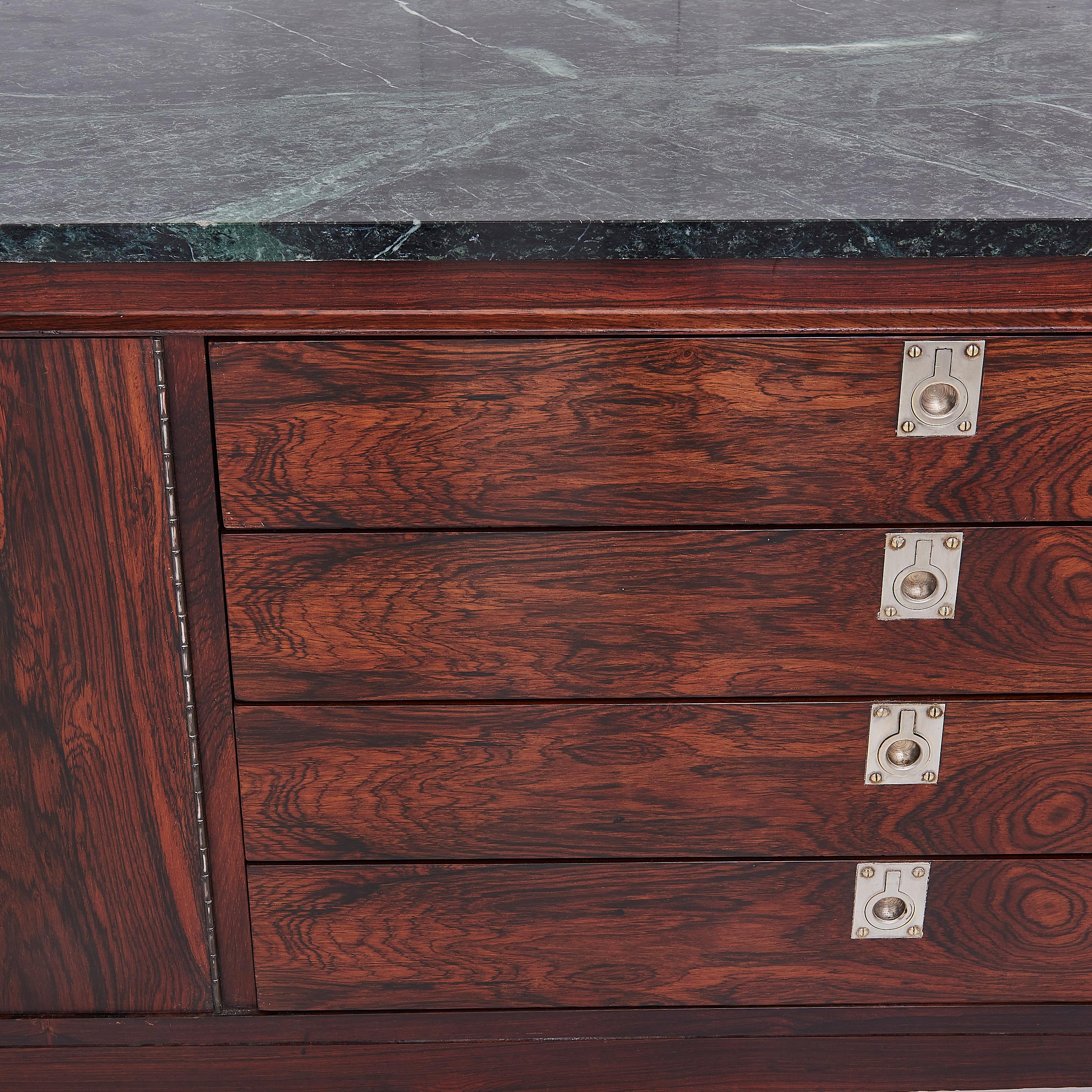 Rosewood & Green Marble Top Sideboard By Robert Heritage For Archie Shine In Good Condition In London, GB