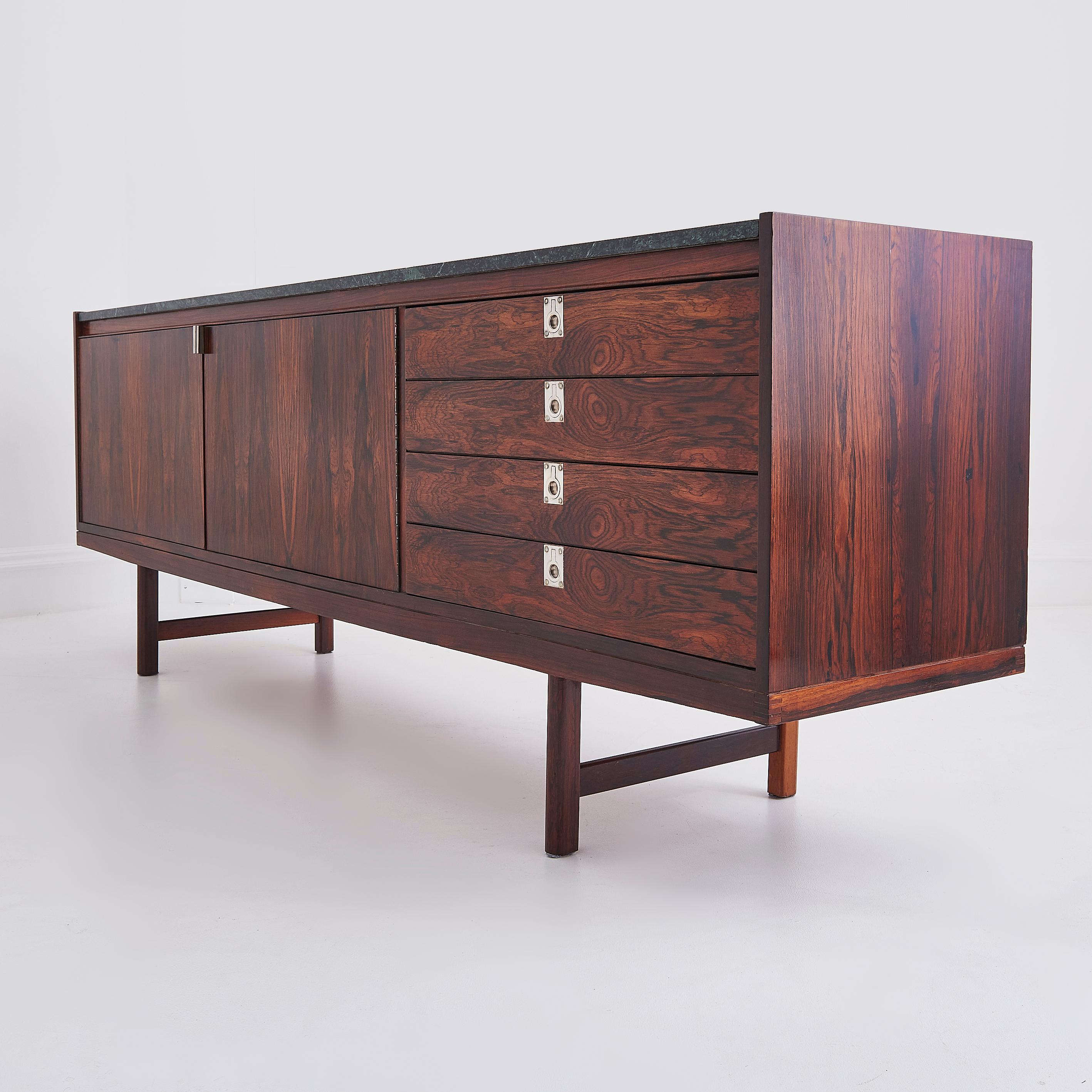 Rosewood & Green Marble Top Sideboard By Robert Heritage For Archie Shine 3