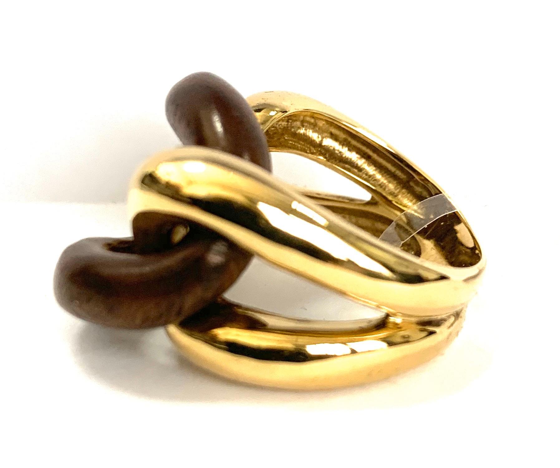 Rosewood Groumette Ring 18 Karat Yellow Gold In New Condition For Sale In Milano, Lombardia