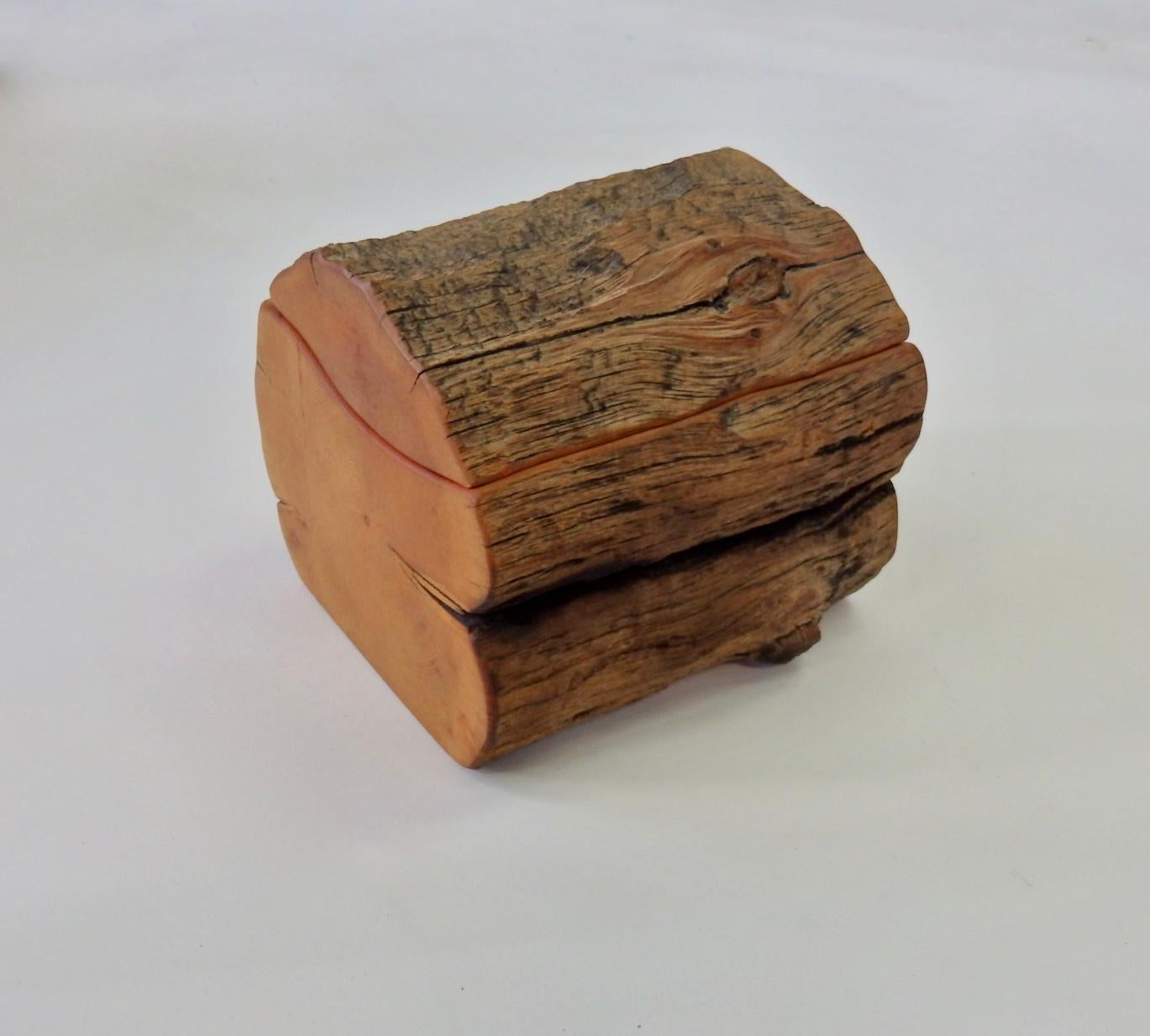 Adirondack Hand Carved Organic Log Form Dresser Box For Sale
