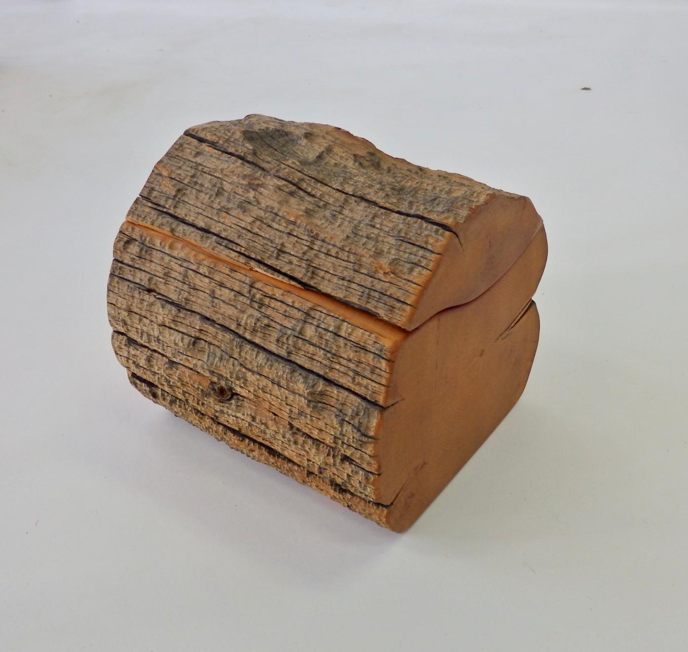 American Hand Carved Organic Log Form Dresser Box For Sale