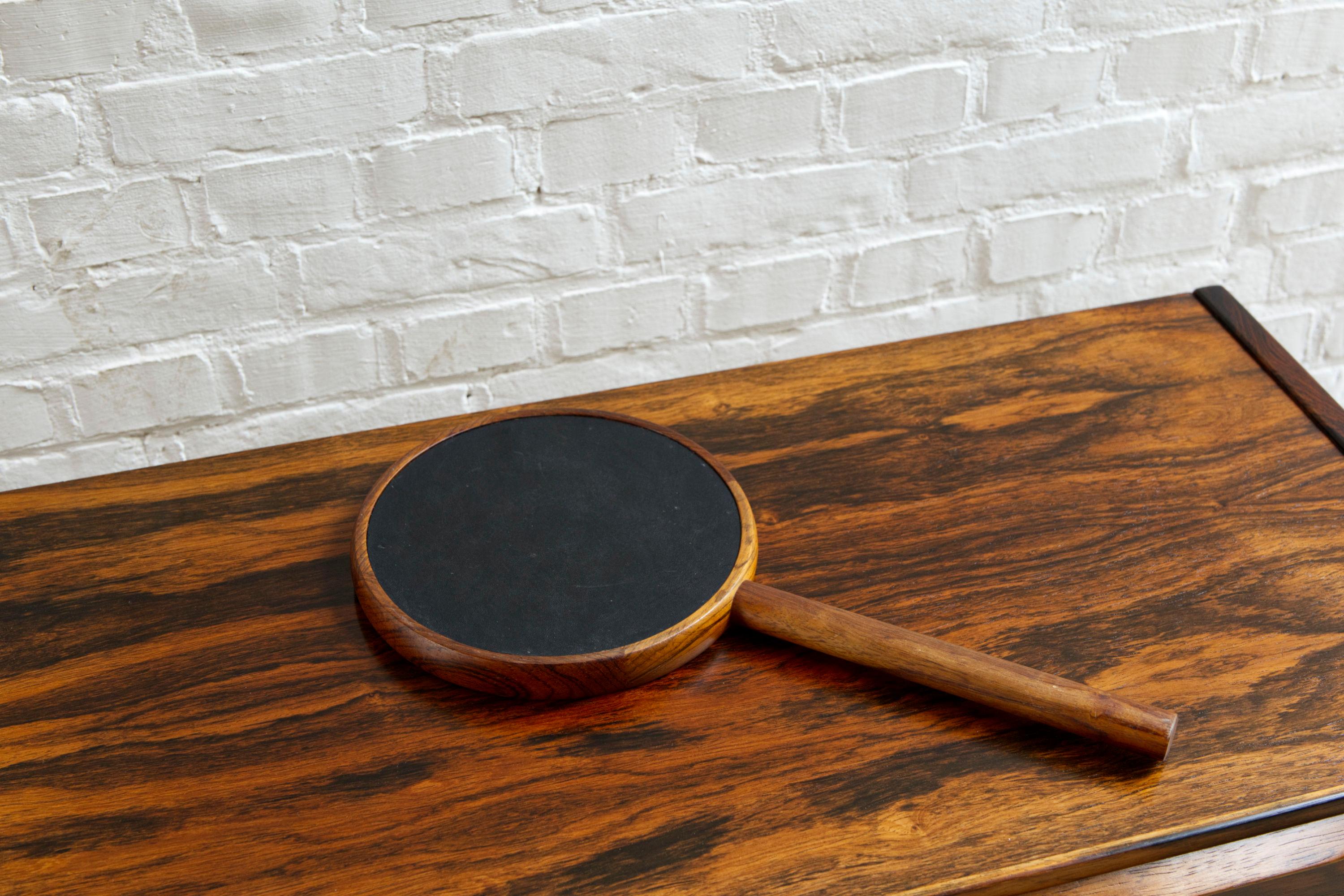 Mid-20th Century Rosewood Hand Mirror by Uno & Osten Kristiansson for Luxus, Sweden, 1950s For Sale
