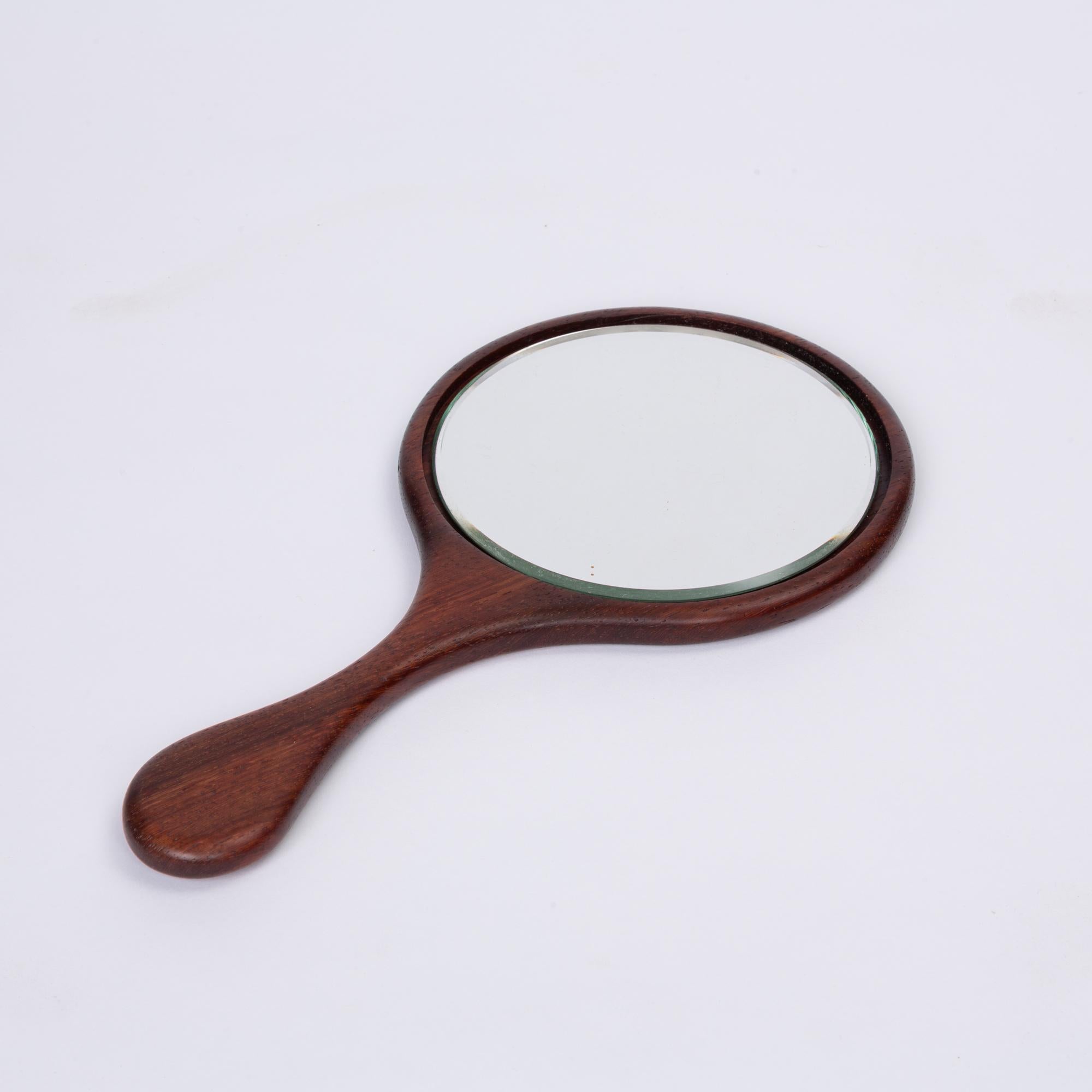 Mid-Century Modern Rosewood Hand Mirror