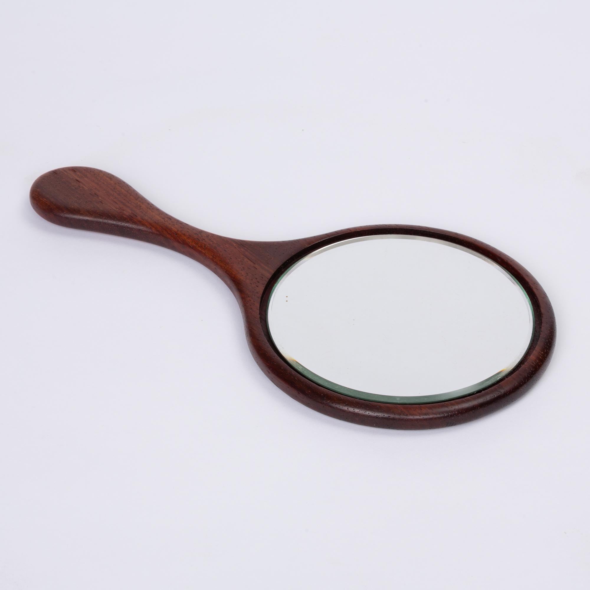 Rosewood Hand Mirror In Excellent Condition In Los Angeles, CA