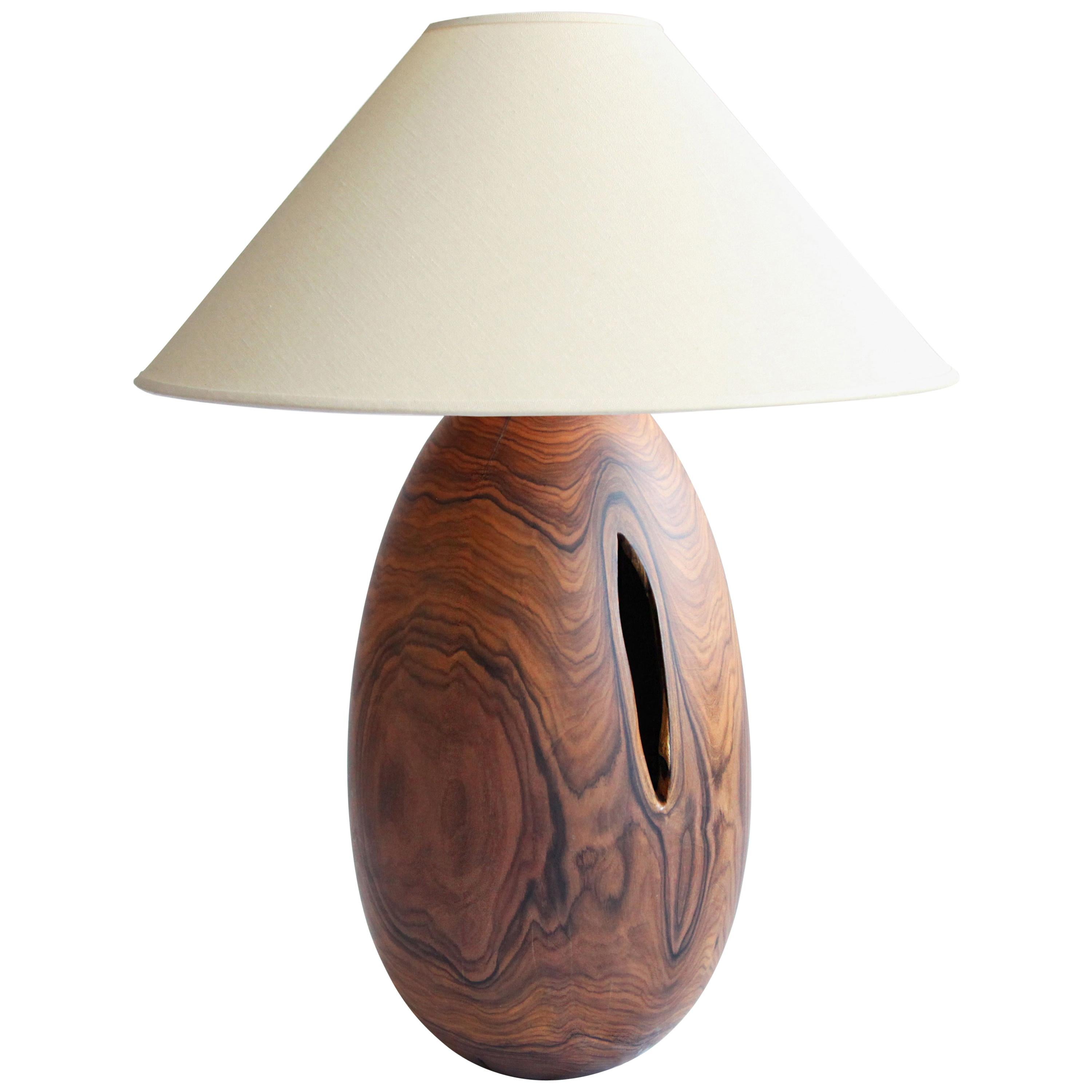 Tropical Hardwood Lamp and White Linen Shade, Extra Large, Árbol Collection, 45