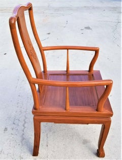 Rosewood Henredon Style Asian Chinoiserie Solid Dining Accent Desk Armchair