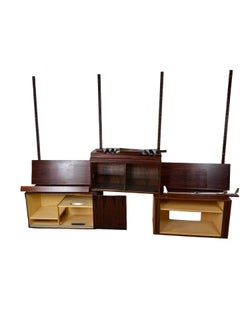 Rosewood HG Systemi Three-Bay Modular Wall Unit, Denmark 1960s by Rud Thygesen