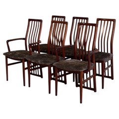 Rosewood High Back Dining Chairs Set of 6 Schou Andersen Denmark MCM 1960s