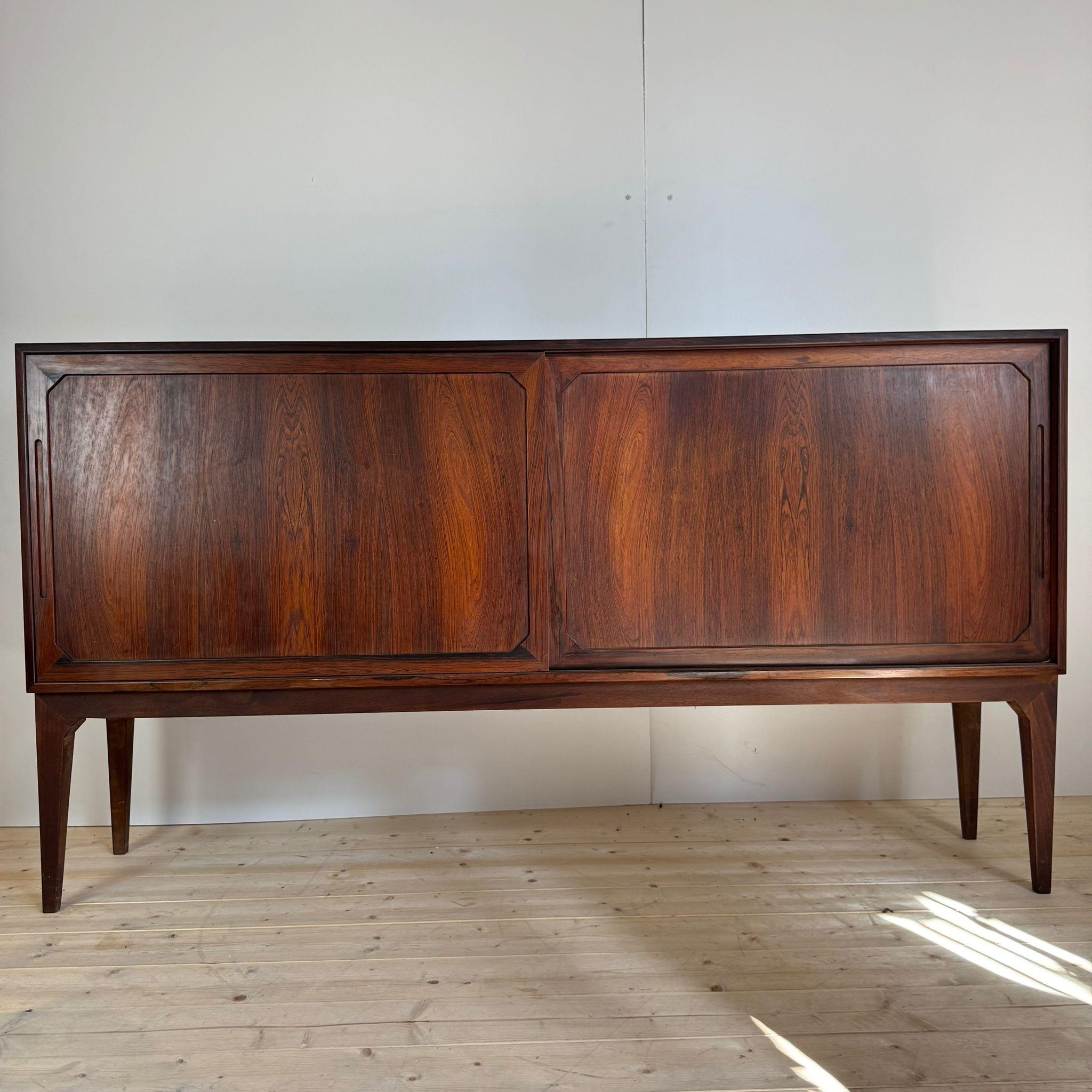 Veneer Rosewood high sideboard, Denmark 1960 For Sale