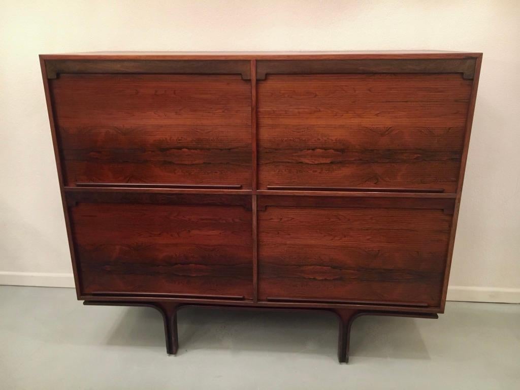 Italian Rosewood Highboard by Gianfranco Frattini Produced by Bernini, Italy ca. 1957