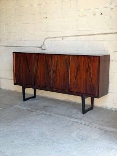 Rosewood Highboard Sideboard Cabinet with Sculptural Base Denmark 1960s