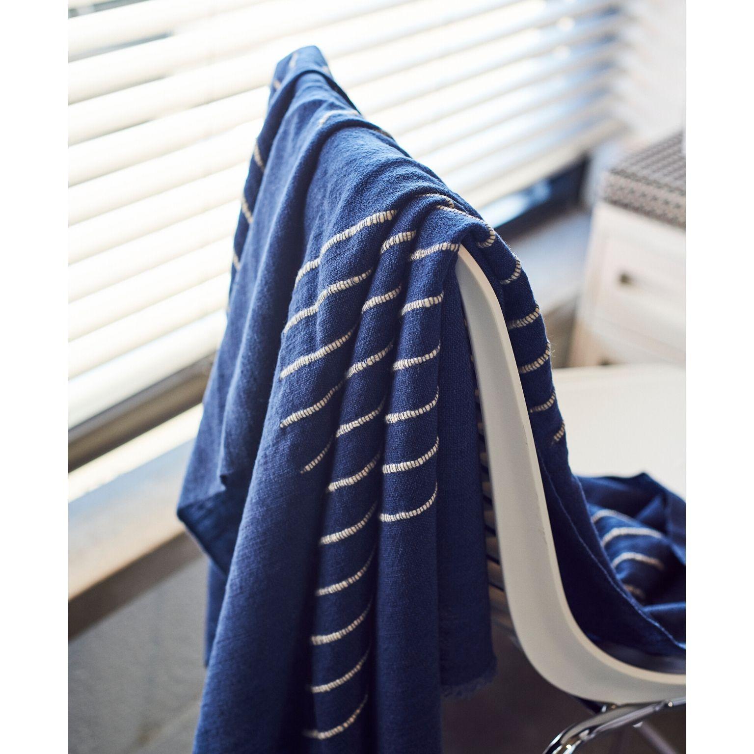 Modern Rosewood Indigo Handloom Queen Size Bedpsread / Coverlet in Stripes Design