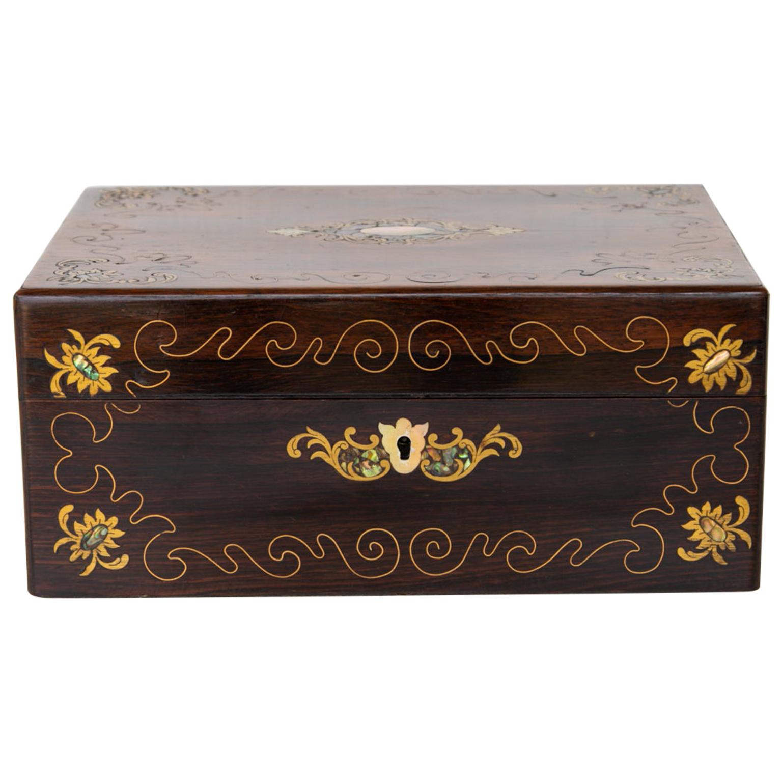 Rosewood Inlaid Jewelry Box