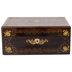 Antique Rosewood Inlaid Jewelry Box