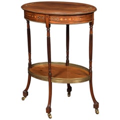 Rosewood Inlaid Oval Jewelry Table