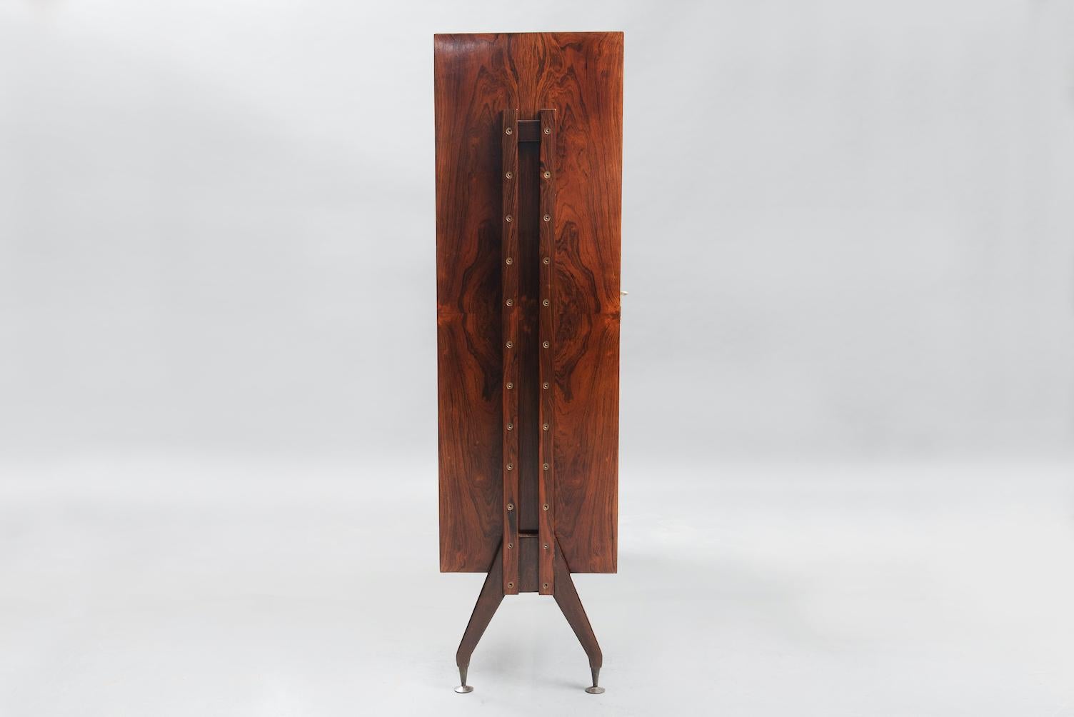 Mid-Century Modern Rosewood Italian Cabinet with Dry Bar in the Style of Franco Albini