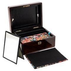 Rosewood Jewellery Box with Brass Accents & New Vintage Tattoo Print Silk Lining