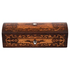 Antique Rosewood Jewellery Box with Floral Stiching