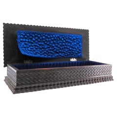 Rosewood jewelry box with quill wrap, silver décor and “Wedding Souvenir”