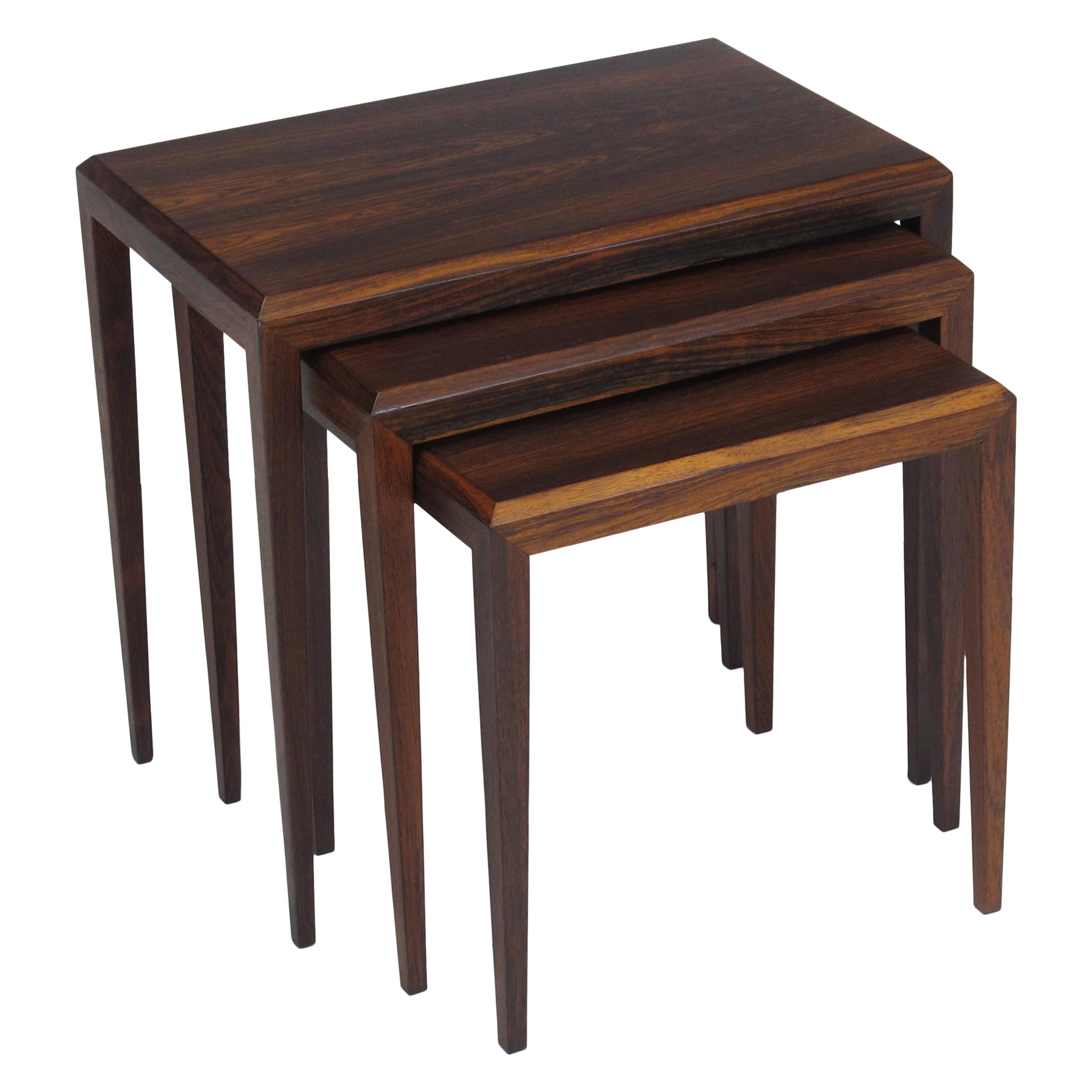 Rosewood Johannes Andersen for CF Christensen of Silkeborg Nesting Tables