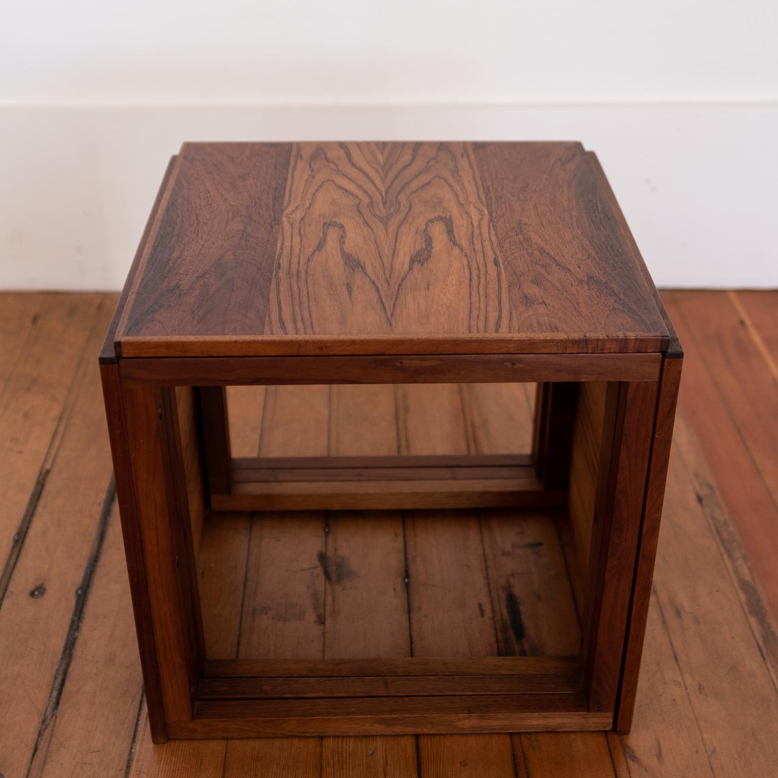 Mid-Century Modern Rosewood Kai Kristiansen Nesting Cube Tables For Sale