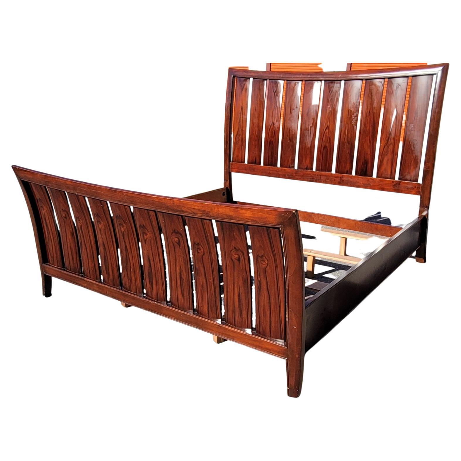Rosewood King Size Slatted Sleigh Bed For Sale 3