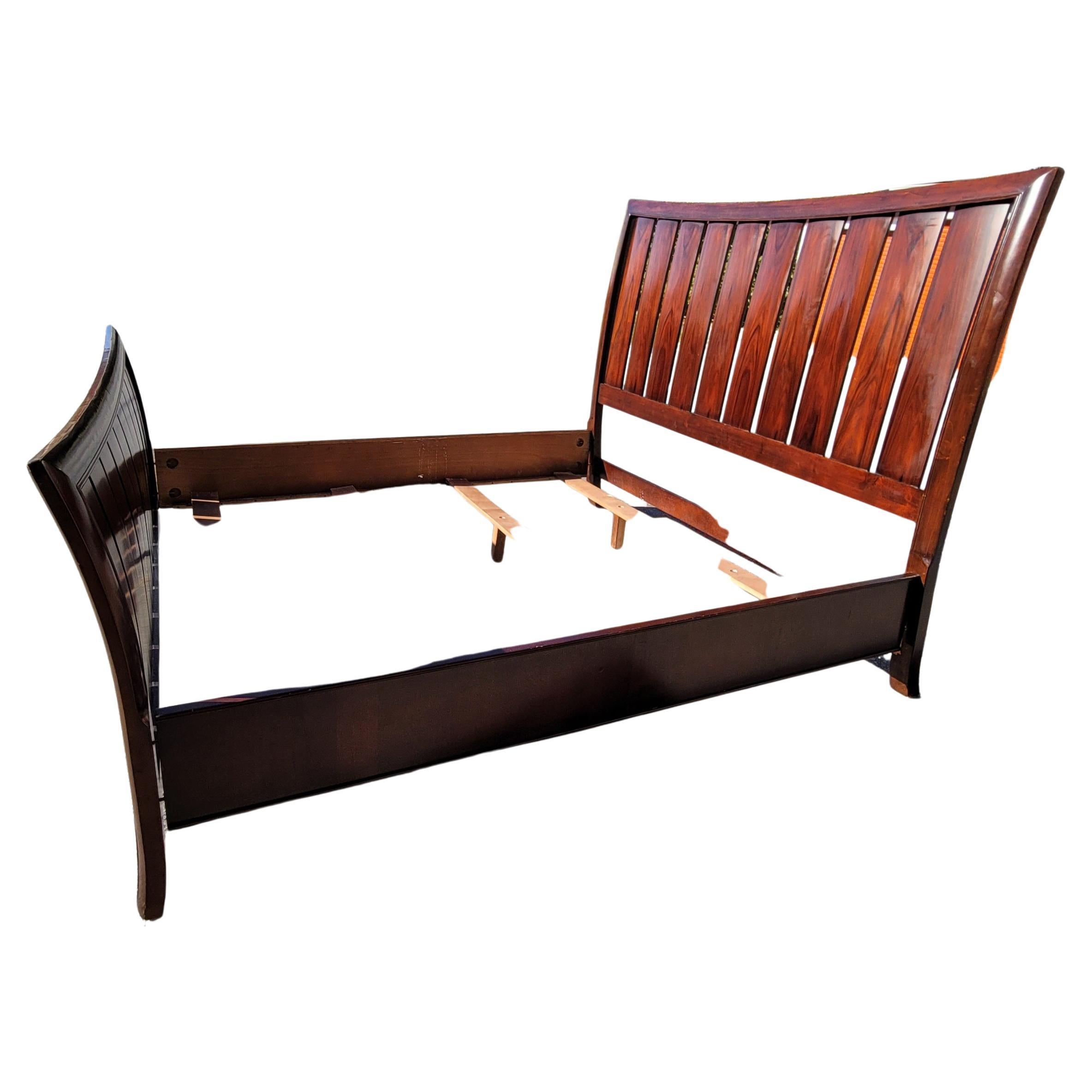 Hardwood Rosewood King Size Slatted Sleigh Bed For Sale