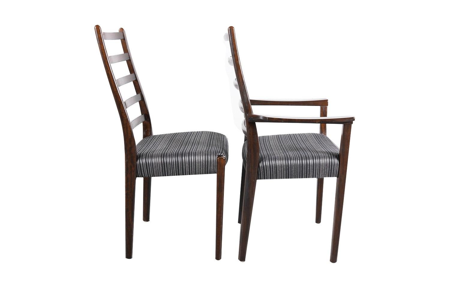 Rosewood Ladder Back Dining Chairs Mid Century Vintage 3