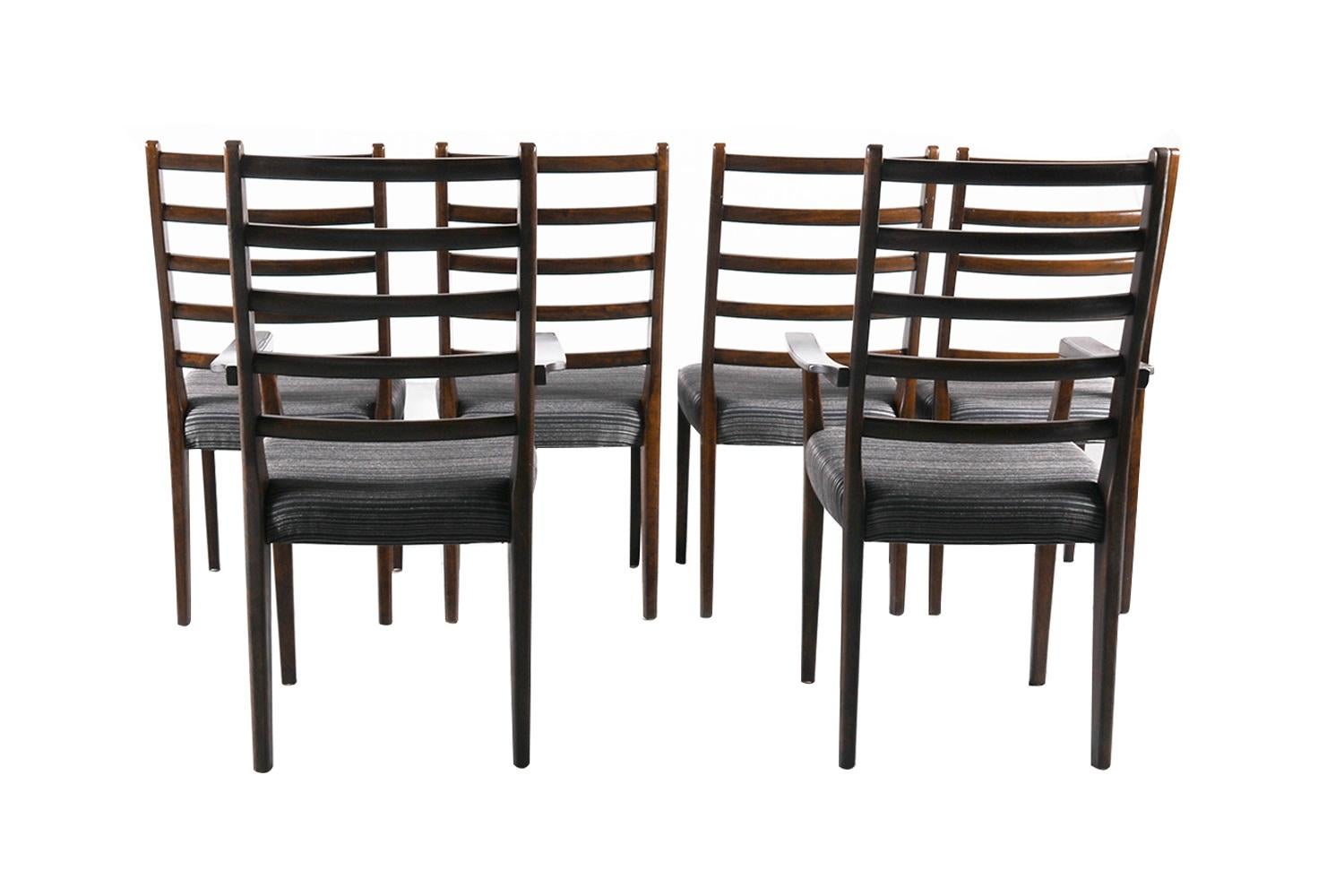 Rosewood Ladder Back Dining Chairs Mid Century Vintage 4