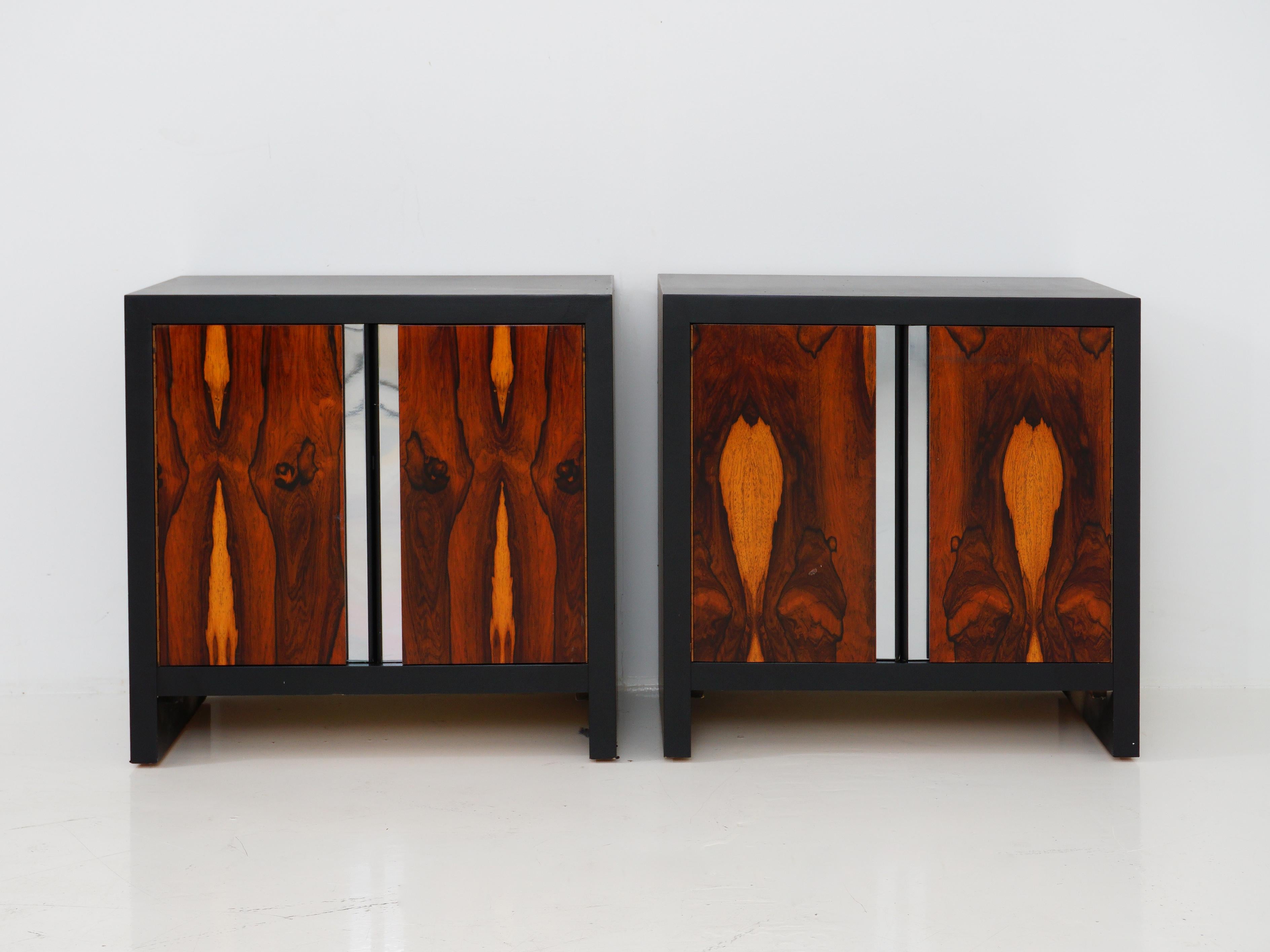 Elevate your bedroom's ambiance with this stunning pair of Mid-Century Modern rosewood nightstands. The clean lines and minimalist design make them the perfect blend of form and function, adding a dose of vintage charm to your sleeping sanctuary.

-