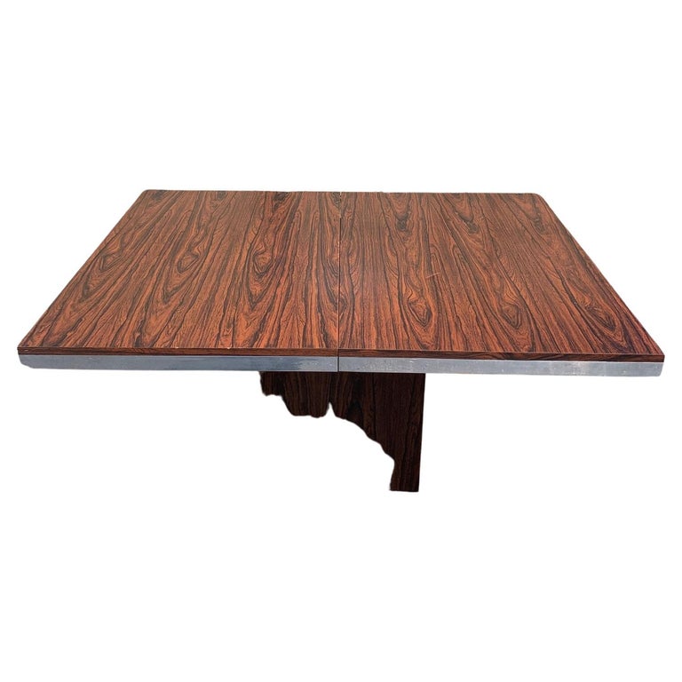 Rosewood Laminated Dining Table with Chrome Accents For Sale at 1stDibs