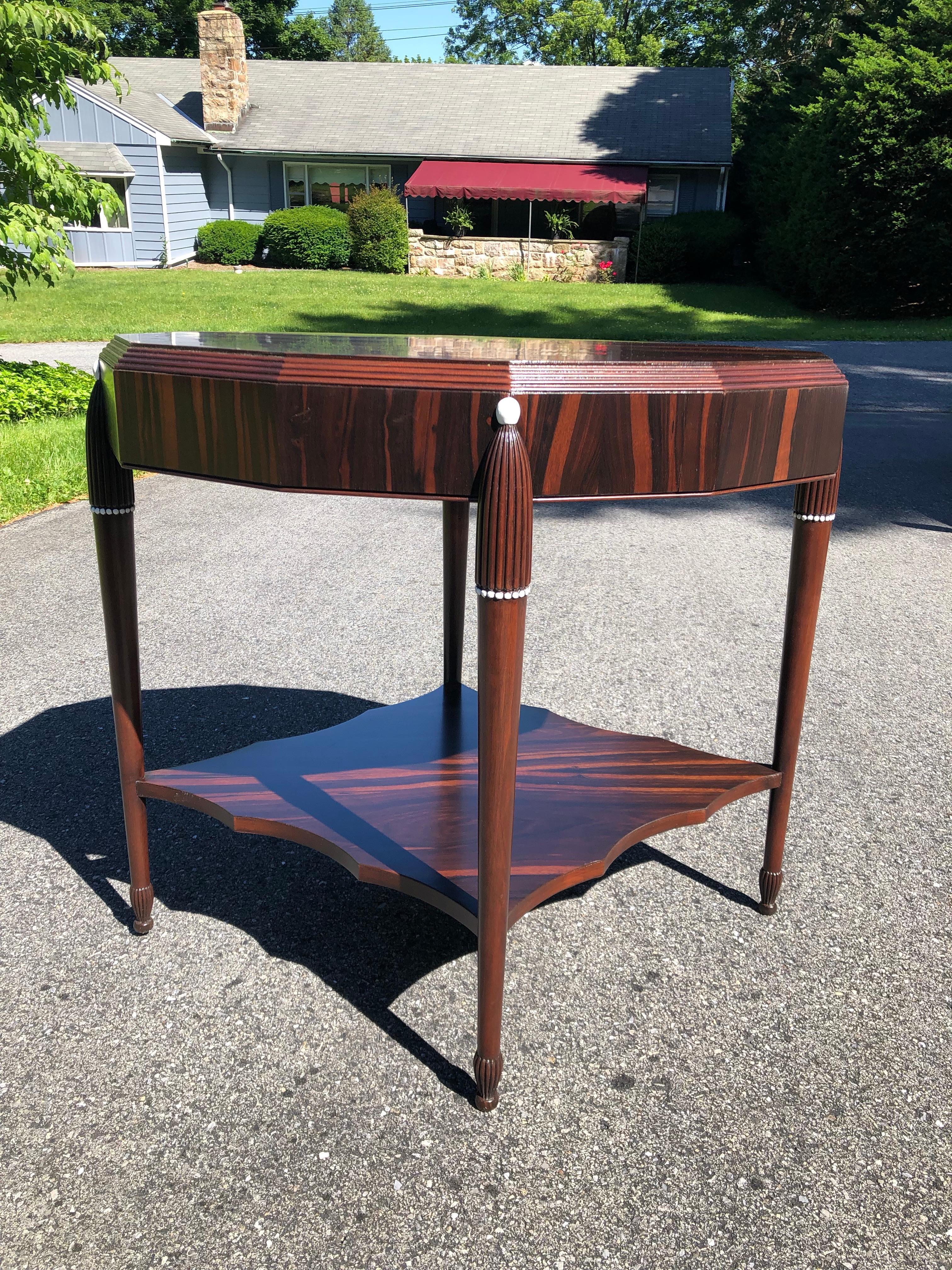 French Rosewood Late Art Deco Center Table, France For Sale