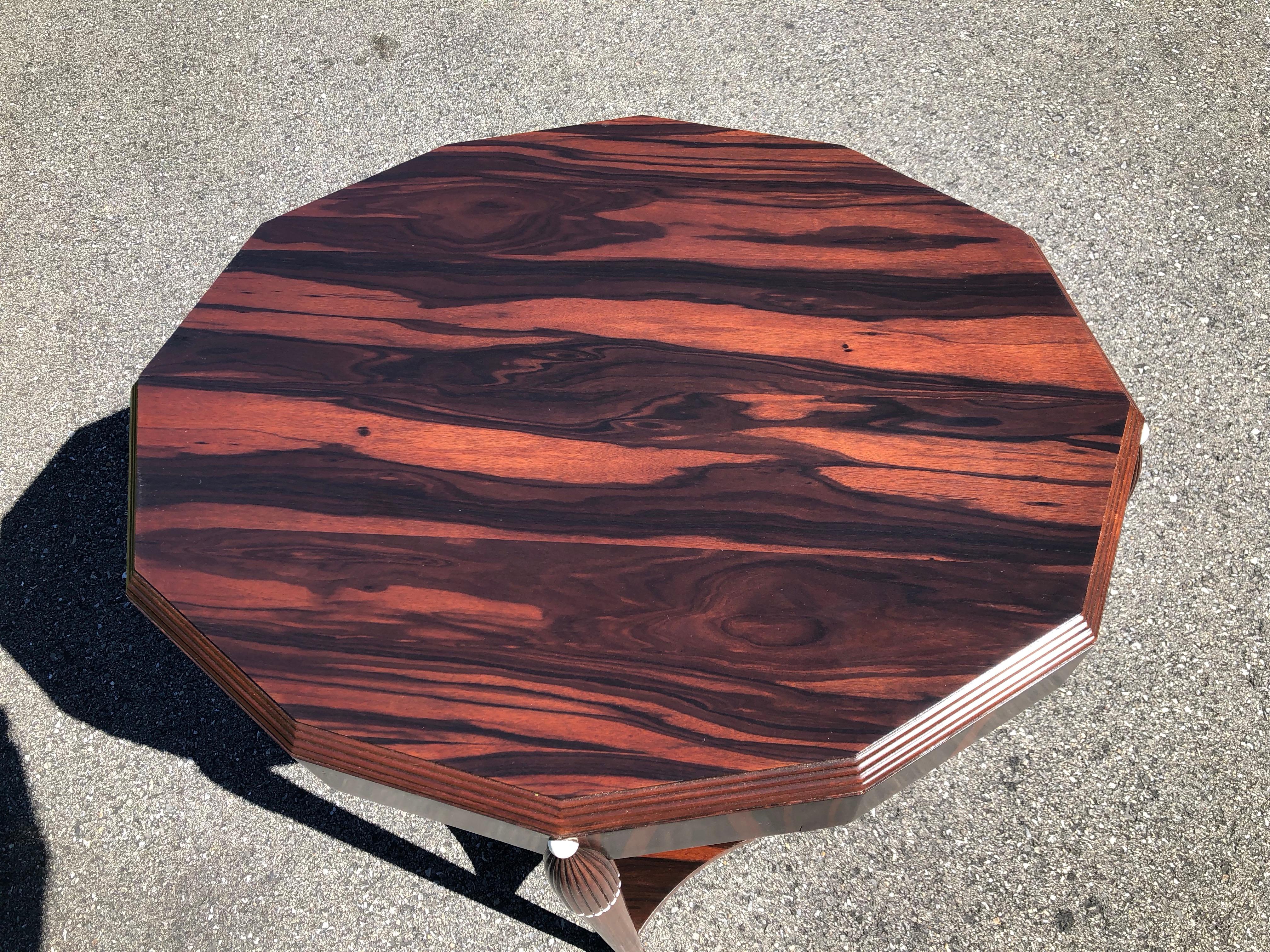 Rosewood Late Art Deco Center Table, France For Sale 1